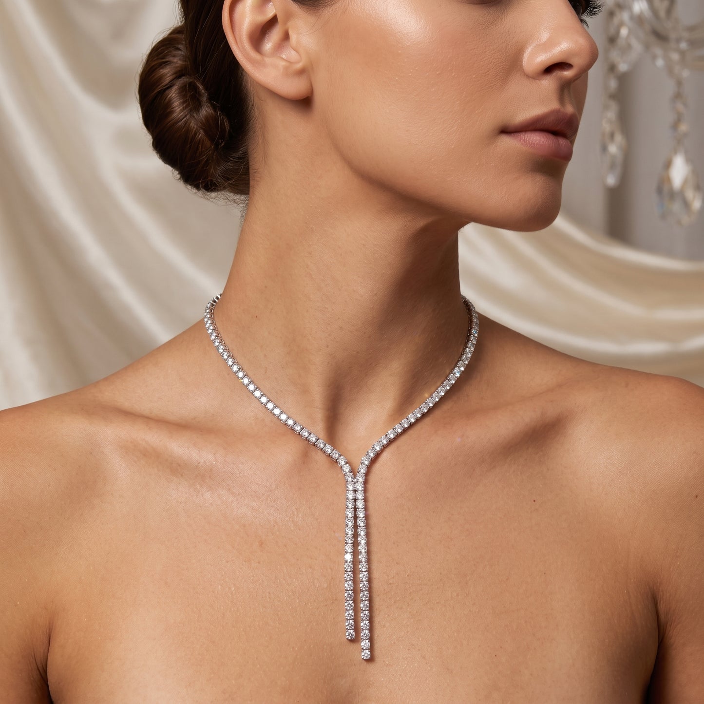 Lab-Grown Diamond Lariat Necklace – 20.10 CTW in 14K White Gold