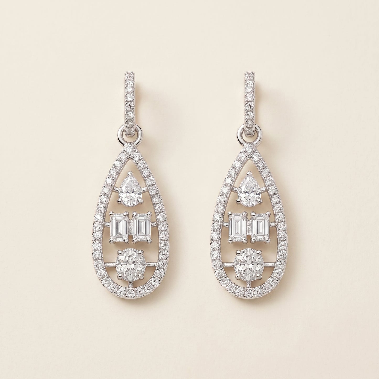 Lab Grown Diamond Drop Earrings – 2.98 CTW | 14K White Gold