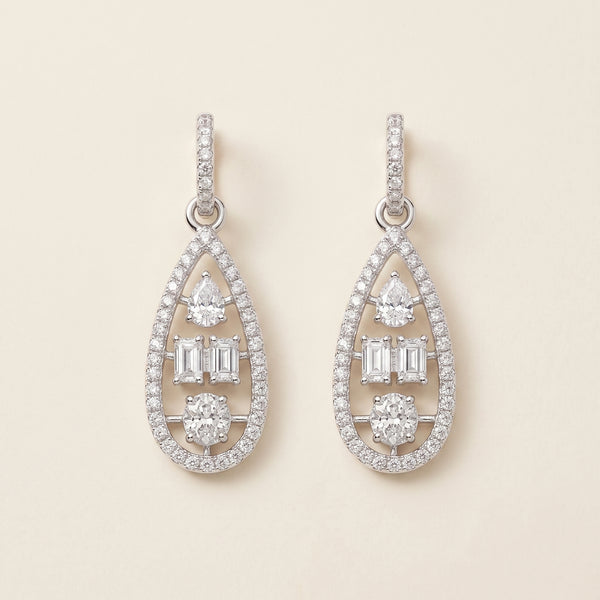 Lab Grown Diamond Drop Earrings – 2.98 CTW | 14K White Gold