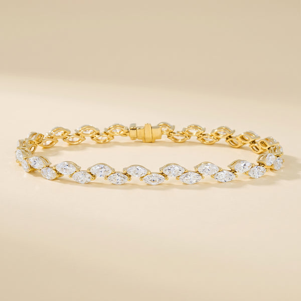 Natural Diamond Marquise Tennis Bracelet – 14K Yellow Gold | 8.60 CTW Marquise-Cut Diamonds