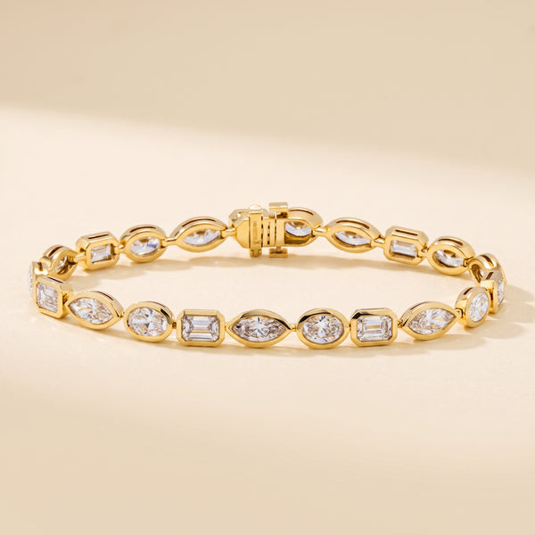 Lab-Grown Mixed-Cut Diamond Tennis Bracelet – 12.49 CTW in 14K Yellow Gold