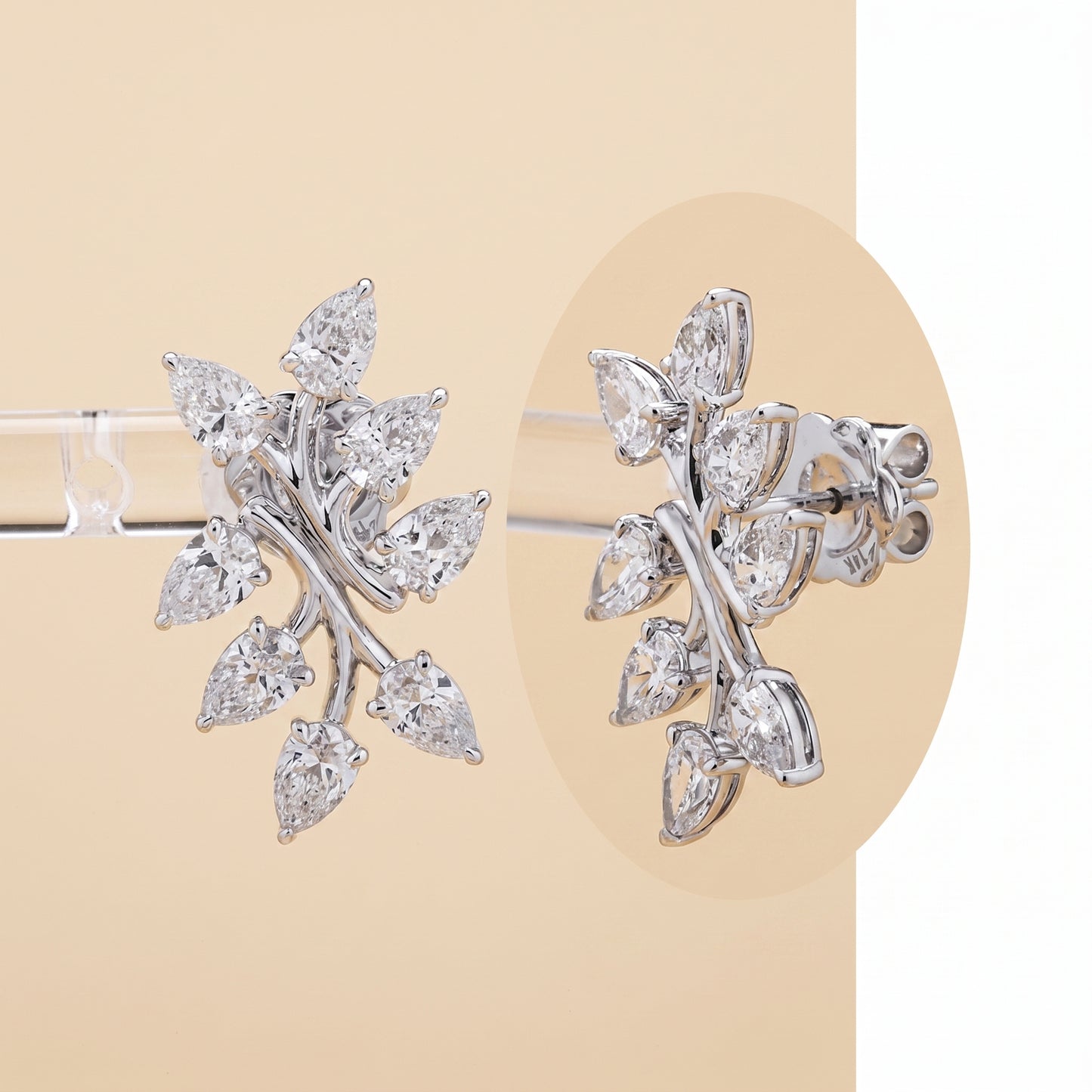 Lab Grown E–F VS1–VS2 Diamond Crawler Earrings – 2.69 CTW