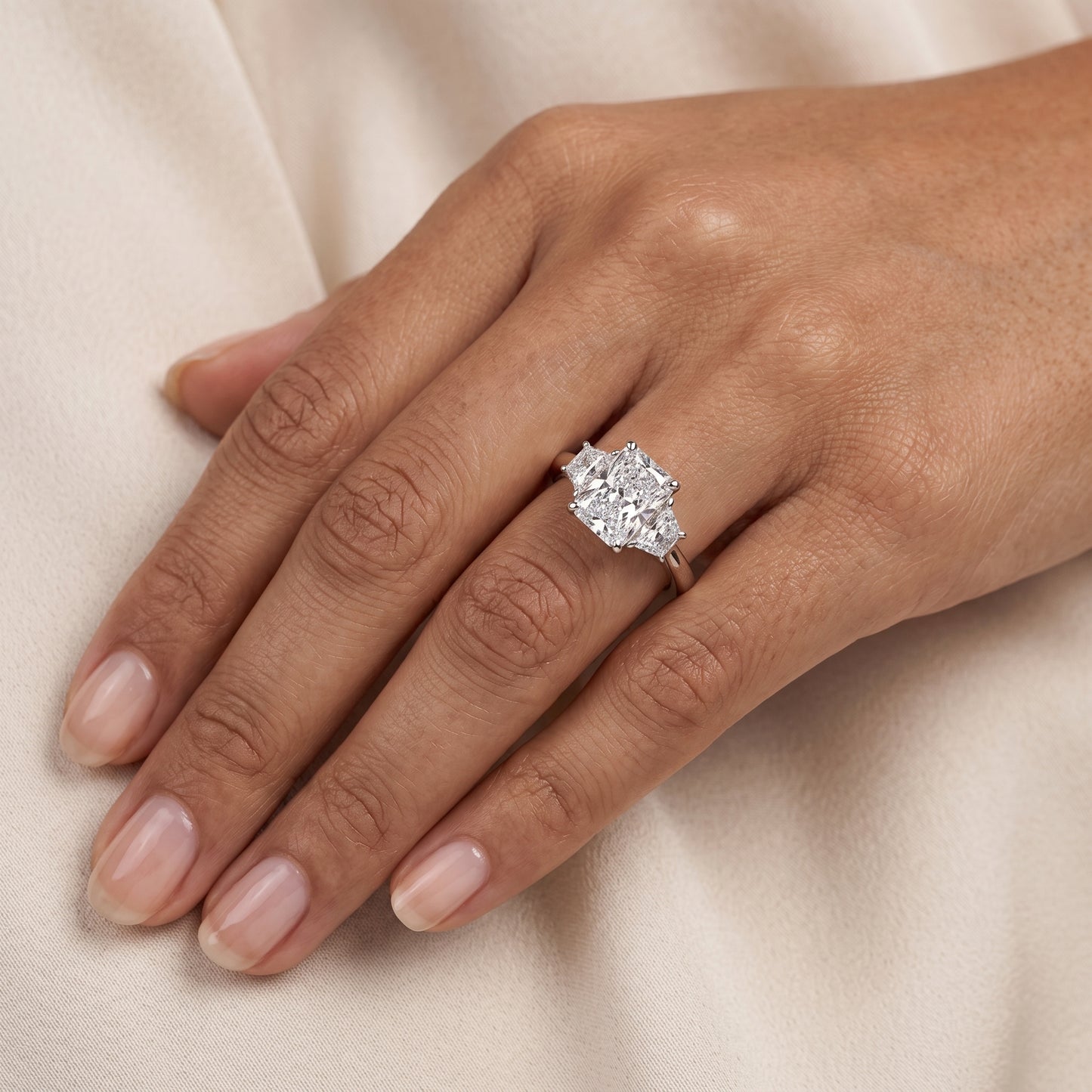 Lab-Grown Radiant-Cut Three-Stone Diamond Ring – 2.19 CTW in Platinum