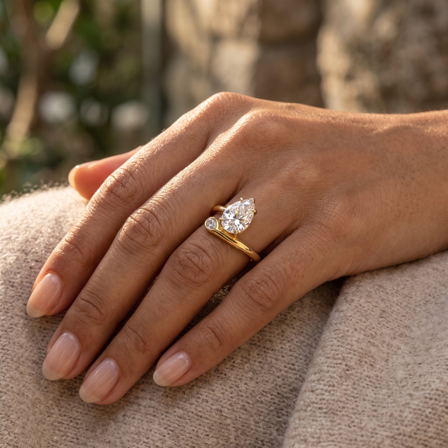 Lab-Grown Pear Diamond Toi et Moi Bypass Ring – 2.43 CTW in 14K Two-Tone Gold