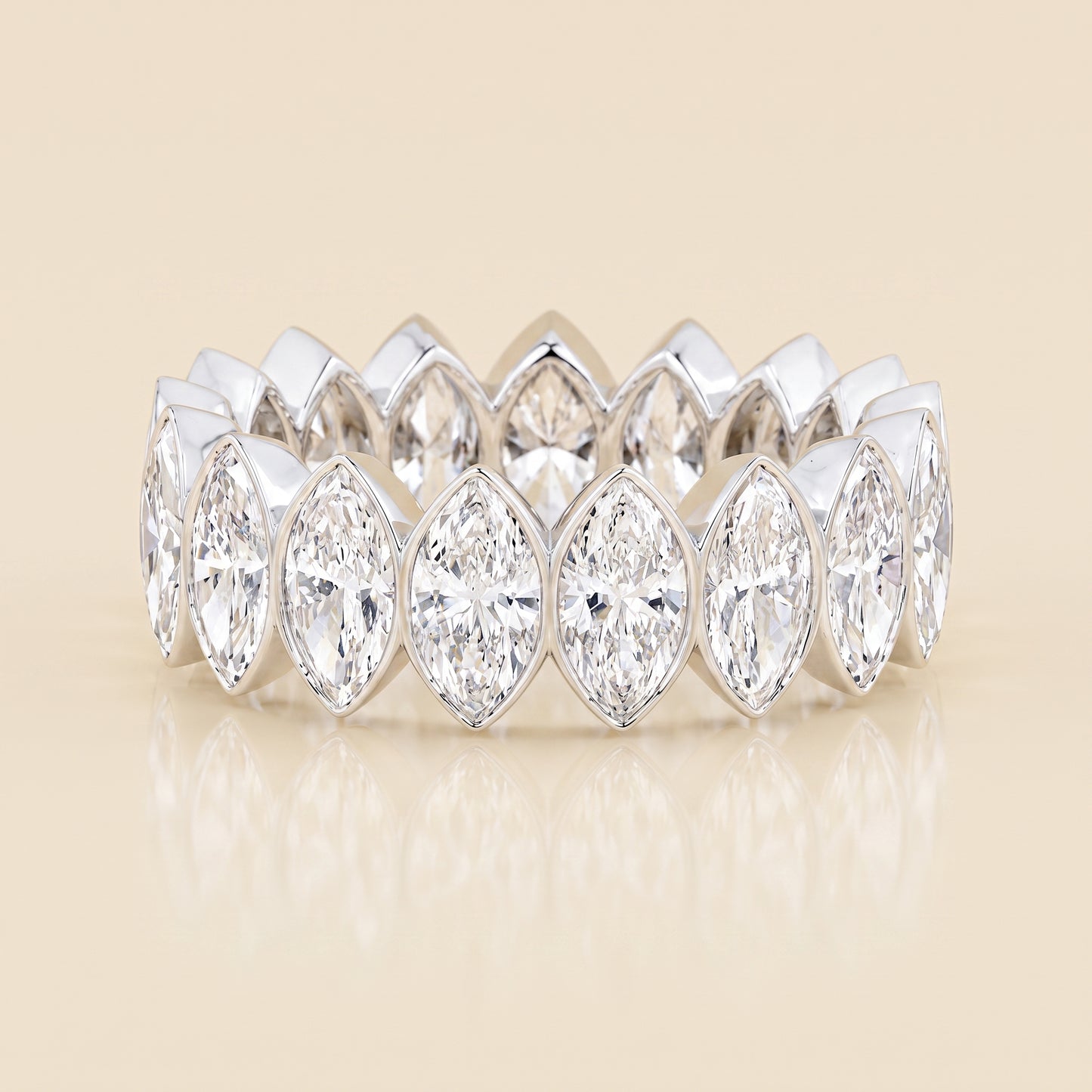 Lab-Grown Marquise Diamond Eternity Band – 14K White Gold
