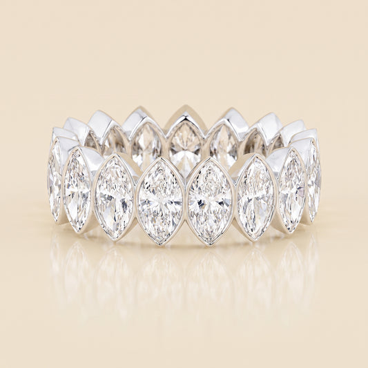 Lab-Grown Marquise Diamond Eternity Band – 14K White Gold