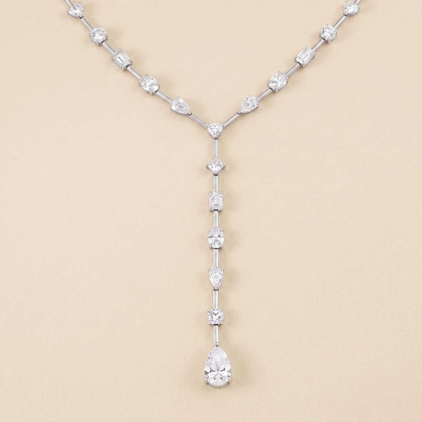 Lab-Grown Mixed-Cut Diamond Lariat Necklace – 18.92 CTW in 14K White Gold