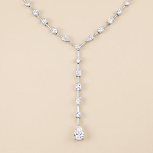 Lab-Grown Mixed-Cut Diamond Lariat Necklace – 18.92 CTW in 14K White Gold
