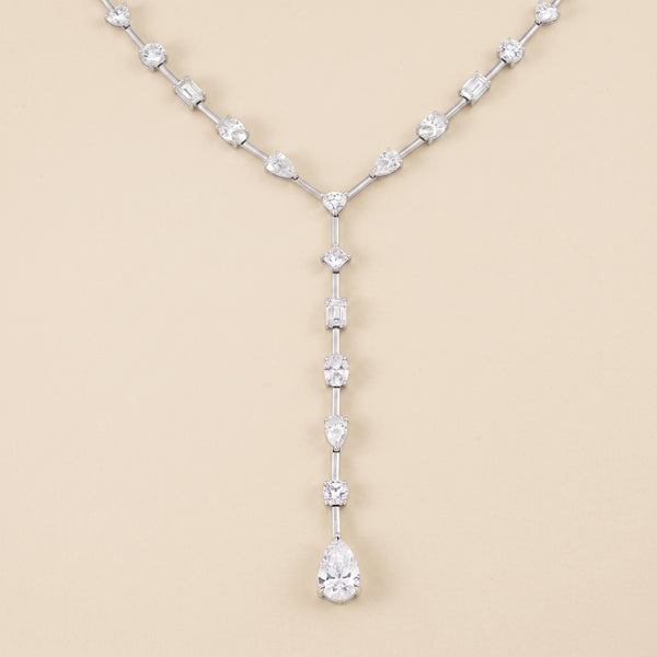 Lab-Grown Mixed-Cut Diamond Lariat Necklace – 18.92 CTW in 14K White Gold