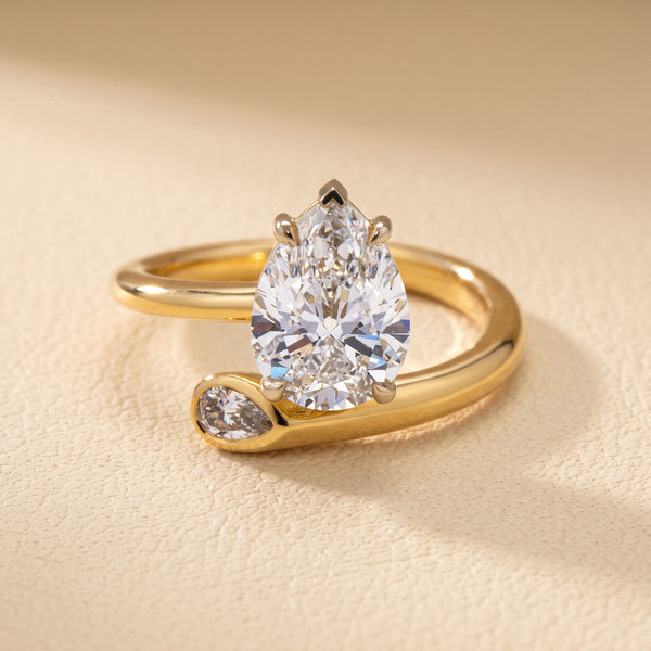 Lab-Grown Pear Diamond Toi et Moi Bypass Ring – 2.43 CTW in 14K Two-Tone Gold