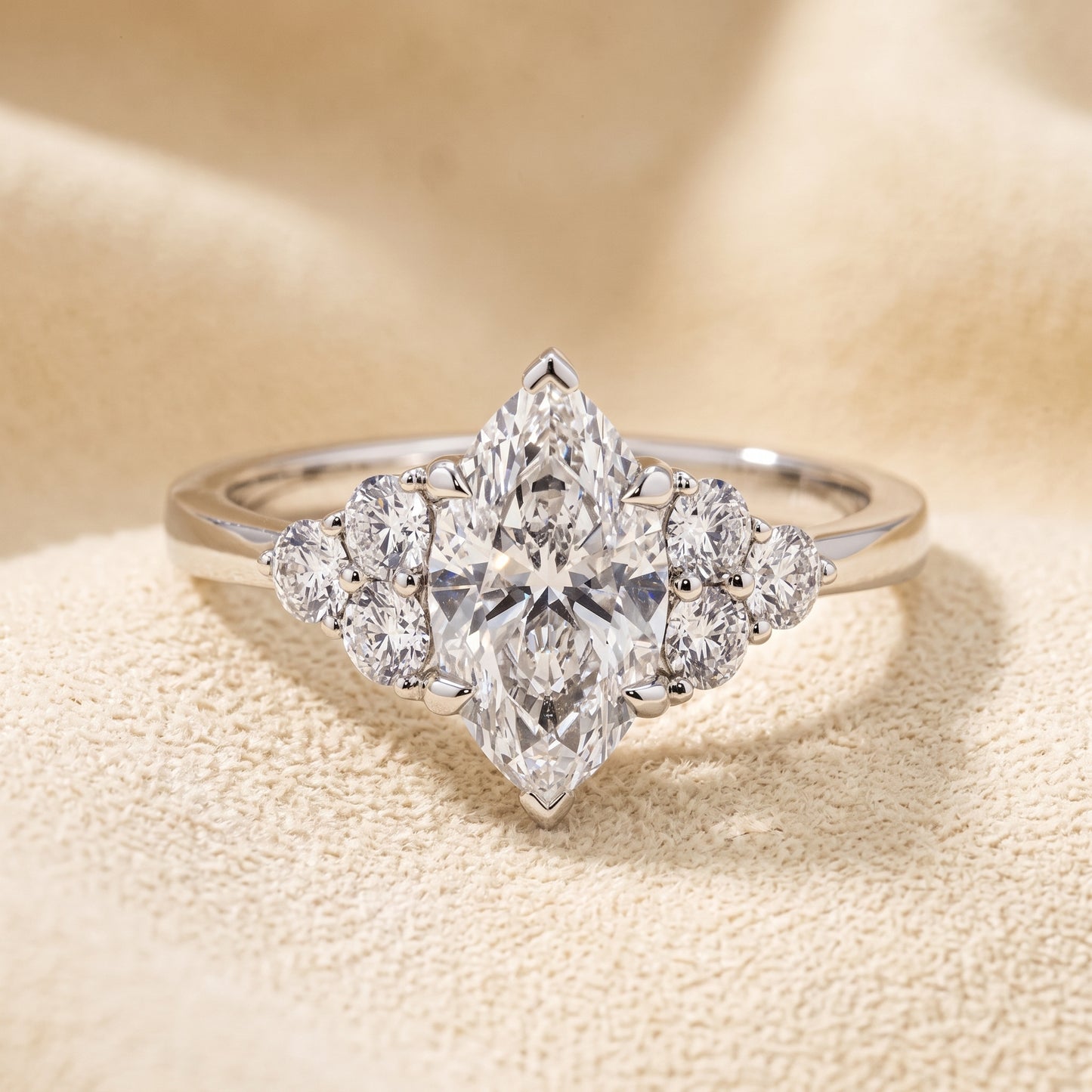 Lab-Grown Marquise Diamond Cluster Ring – 2.00 CTW in 14K White Gold
