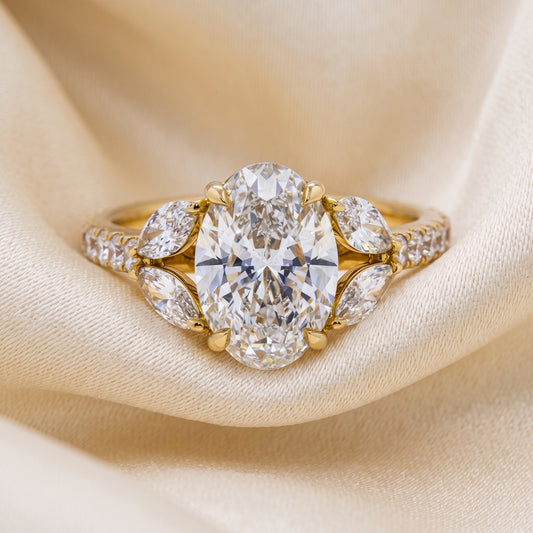 Lab-Grown Oval Diamond Accent Ring – 2.79 CTW in 14K Yellow Gold