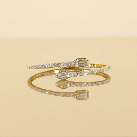 Lab Grown Asscher & Pear Diamond Bypass Bracelet – 2.06 CT Center