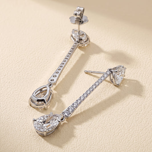 Lab-Grown Pear Cut Diamond Drop Earrings – 6.21 CTW | 14K White Gold | E-F Color, VS1-VS2 Clarity