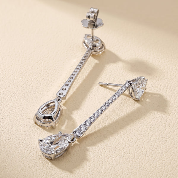 Lab-Grown Pear Cut Diamond Drop Earrings – 6.21 CTW | 14K White Gold | E-F Color, VS1-VS2 Clarity