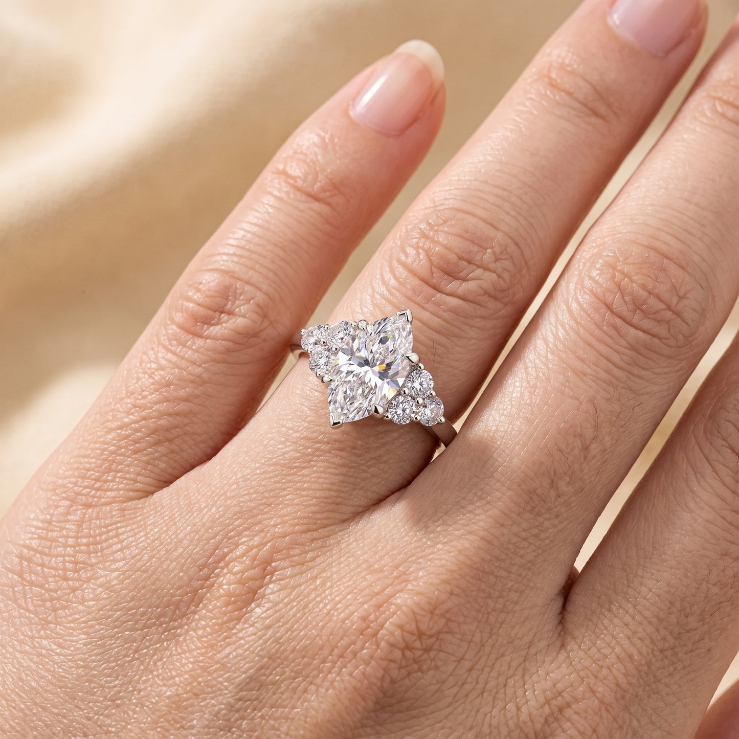Lab-Grown Marquise Diamond Cluster Ring – 2.00 CTW in 14K White Gold
