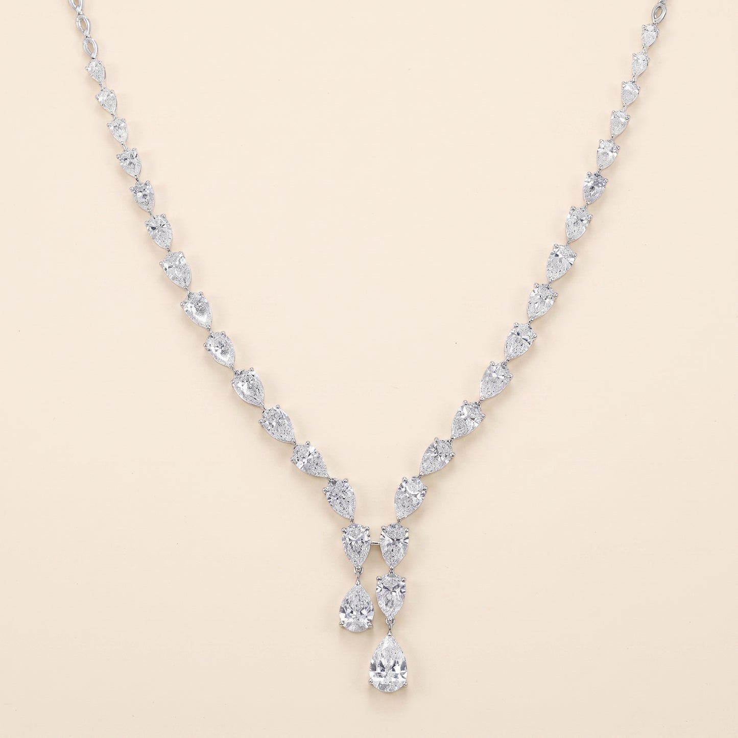 Lab-Grown Pear Diamond Drop Necklace – 14K White Gold