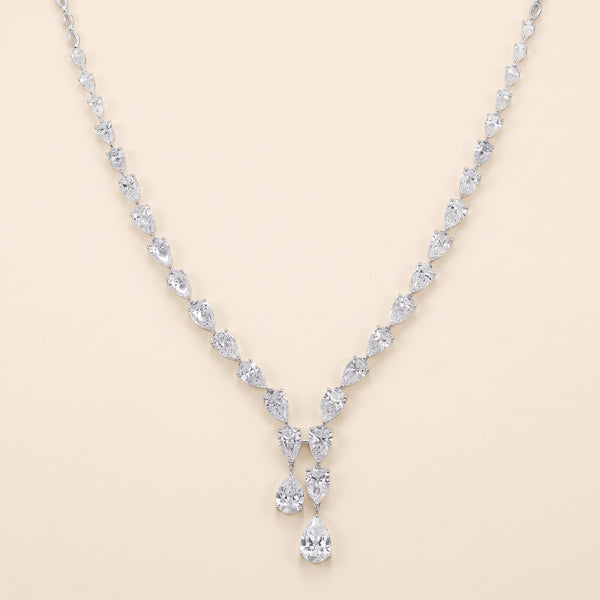 Lab-Grown Pear Diamond Drop Necklace – 14K White Gold