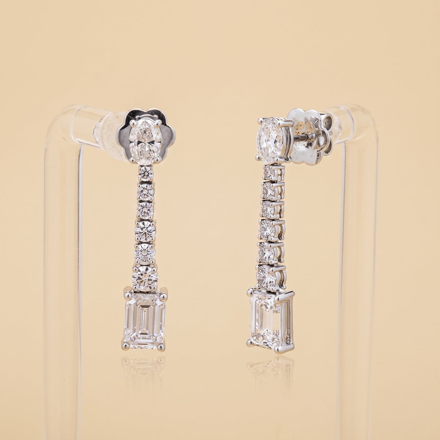 14K White Gold Lab-Grown Diamond Drop Earrings – 3.14 CTW | E-F Color, VVS1-VVS2 Clarity