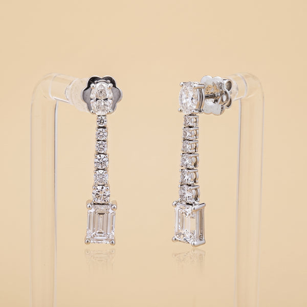 14K White Gold Lab-Grown Diamond Drop Earrings – 3.14 CTW | E-F Color, VVS1-VVS2 Clarity