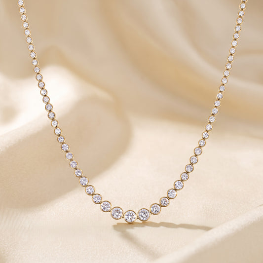Lab-Grown Diamond Bezel Tennis Necklace – 14K Yellow Gold