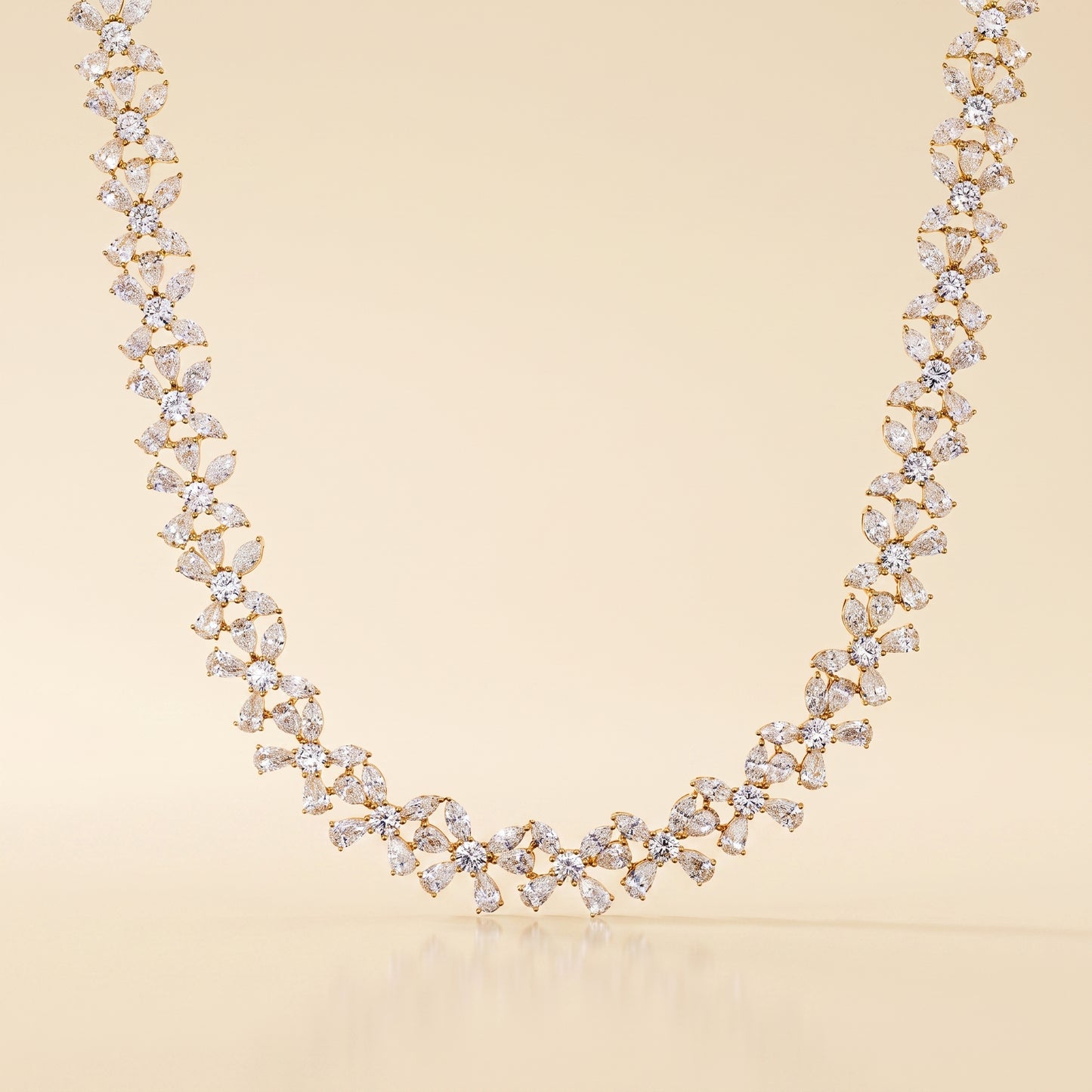 Natural Diamond Floral Bracelet – 14K Yellow Gold