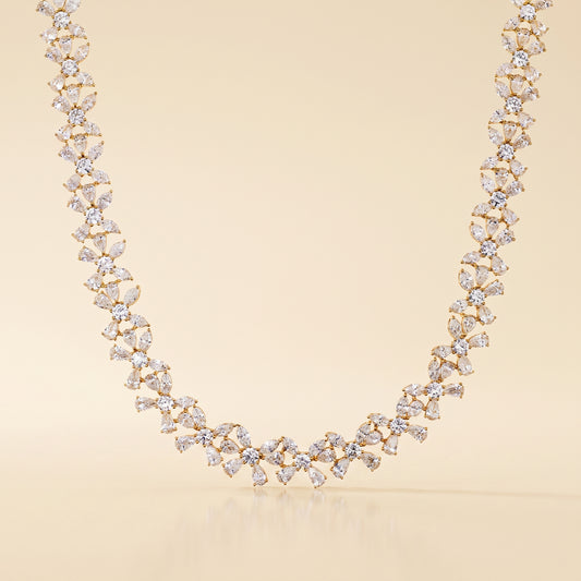 Natural Diamond Floral Bracelet – 14K Yellow Gold
