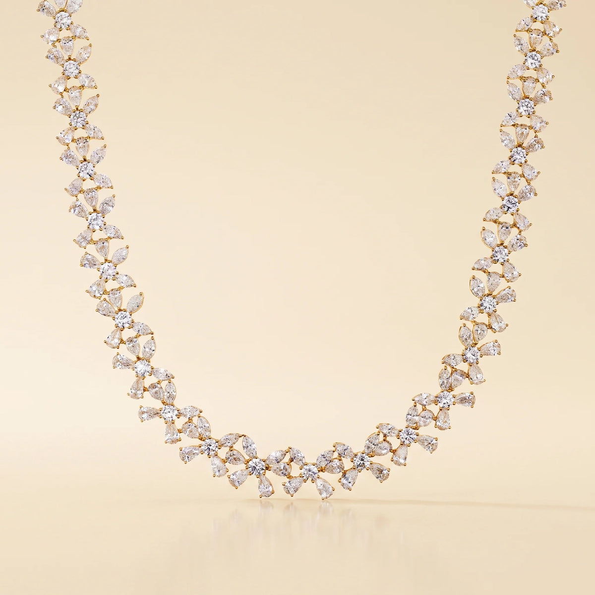 THE CHAPTER ONE - Yellow Gold Natural Diamond Floral Necklace