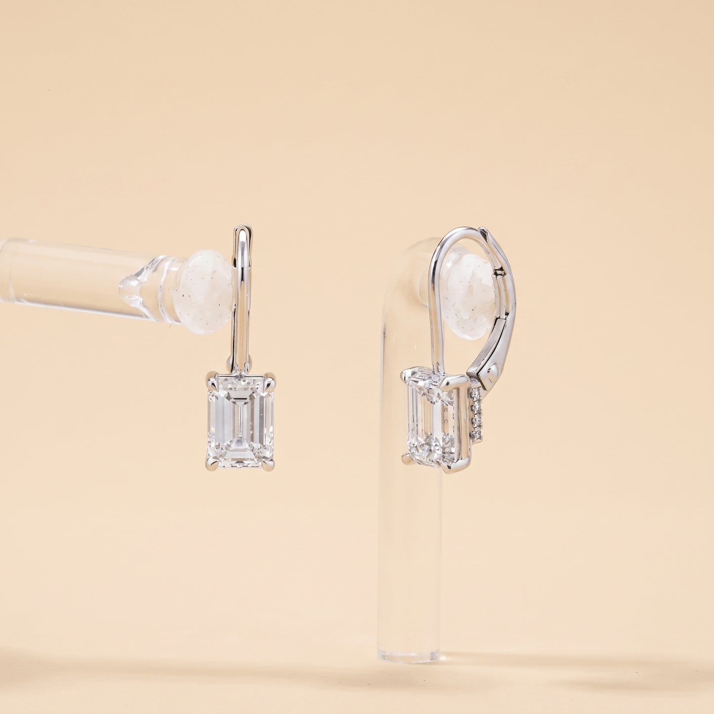 14K White Gold Lab-Grown Emerald Cut Diamond Drop Earrings – 2.13 CTW | D Color, VVS1-VVS2 Clarity