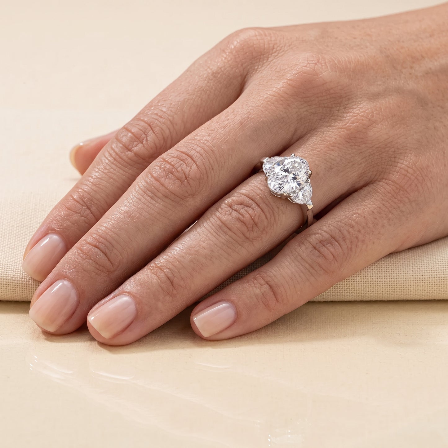 GIA-Certified Lab-Grown Oval Diamond Three-Stone Ring – 3.08 CTW in 14K White Gold