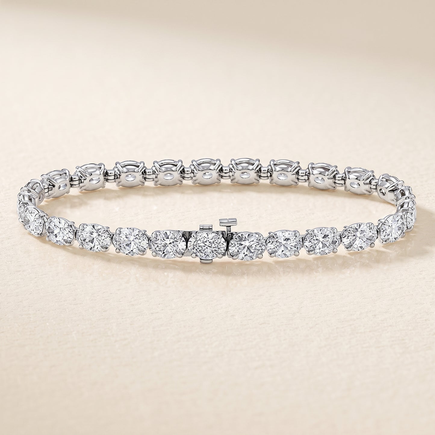 Lab-Grown Oval Diamond Tennis Bracelet – 15.47 CTW in 14K White Gold