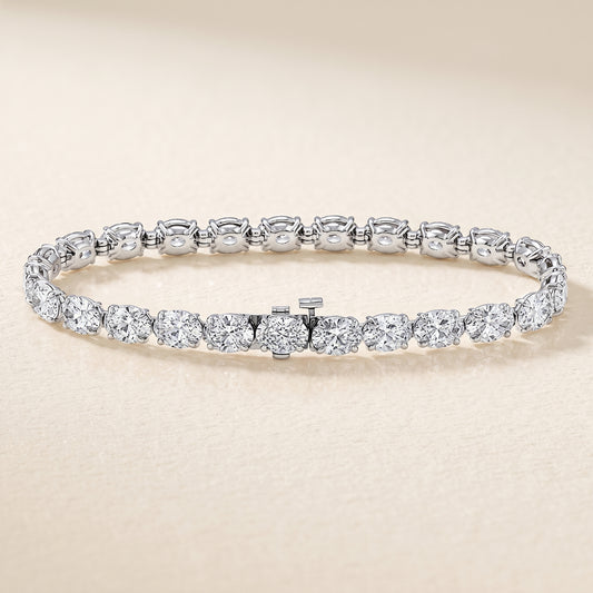 Lab-Grown Oval Diamond Tennis Bracelet – 15.47 CTW in 14K White Gold