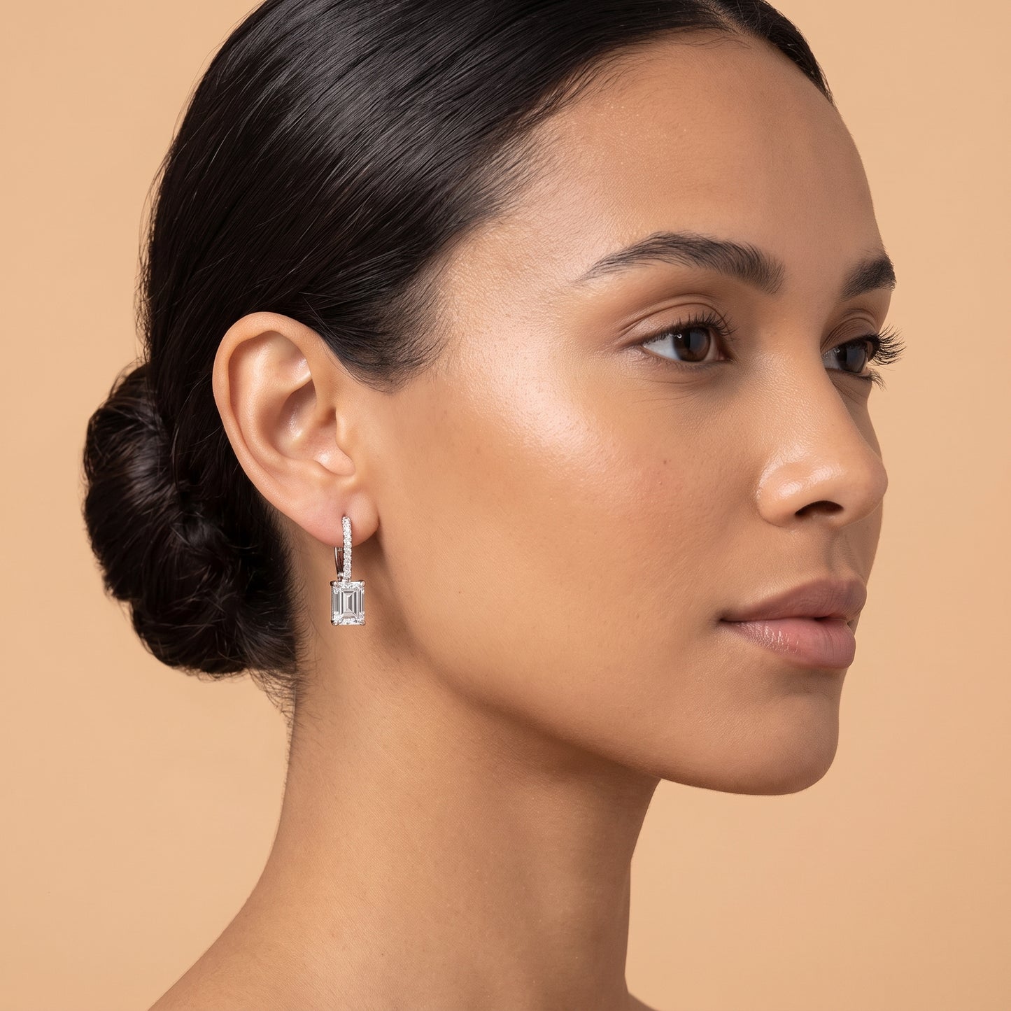 14K White Gold Lab-Grown Emerald Cut Diamond Drop Earrings – 2.13 CTW | D Color, VVS1-VVS2 Clarity
