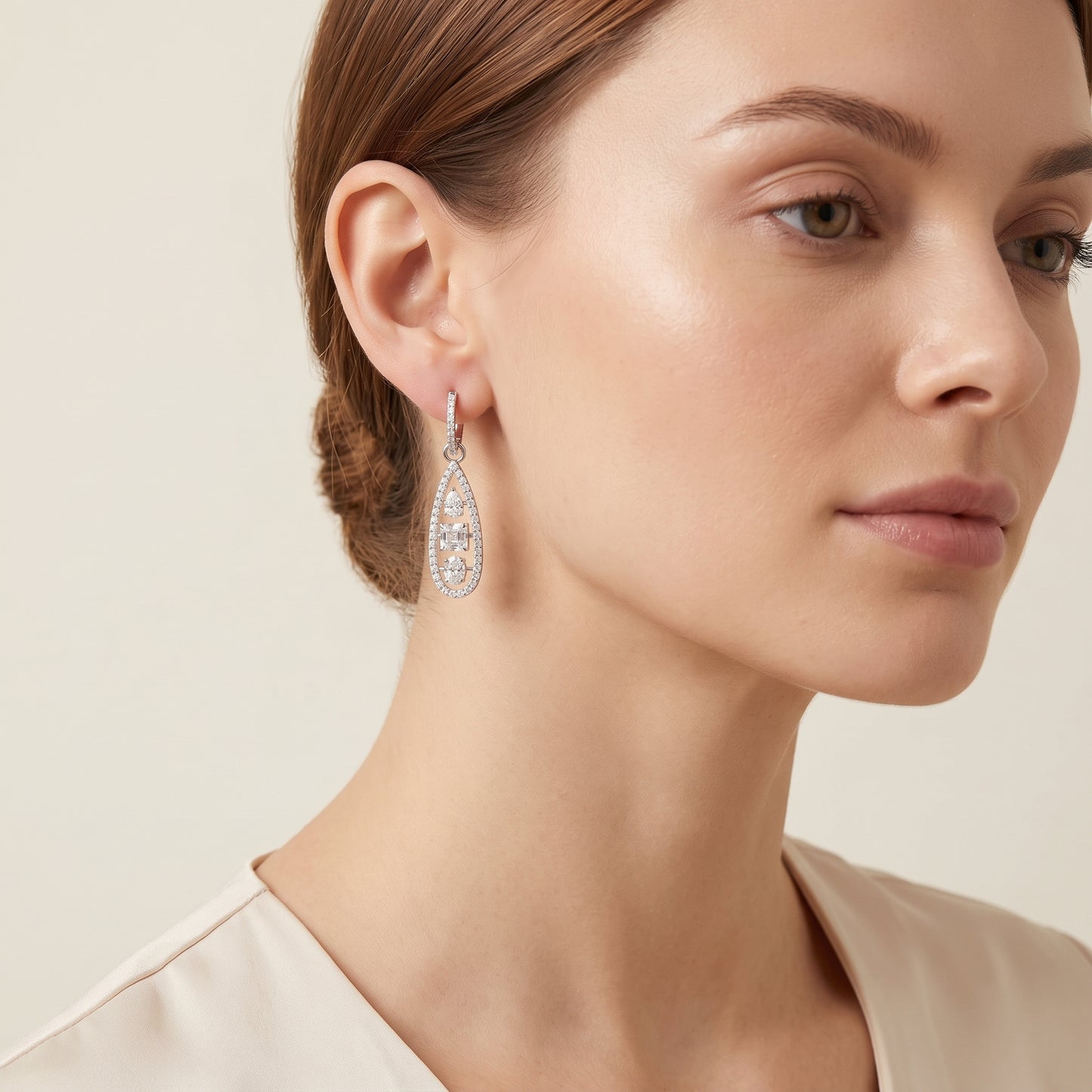 Lab Grown Diamond Drop Earrings – 2.98 CTW | 14K White Gold