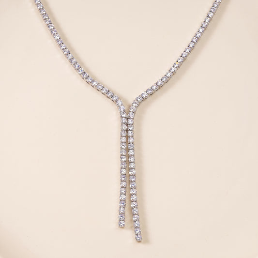 Lab-Grown Diamond Lariat Necklace – 20.10 CTW in 14K White Gold