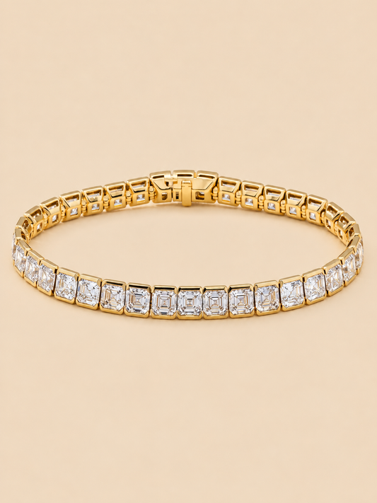 THE CHANCE - Yellow Gold Lab-Grown Asscher-Cut Diamond Tennis Bracelet