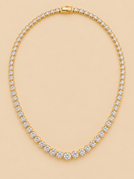 THE COUTURE - Yellow Gold Lab-Grown Diamond Bezel Tennis Necklace