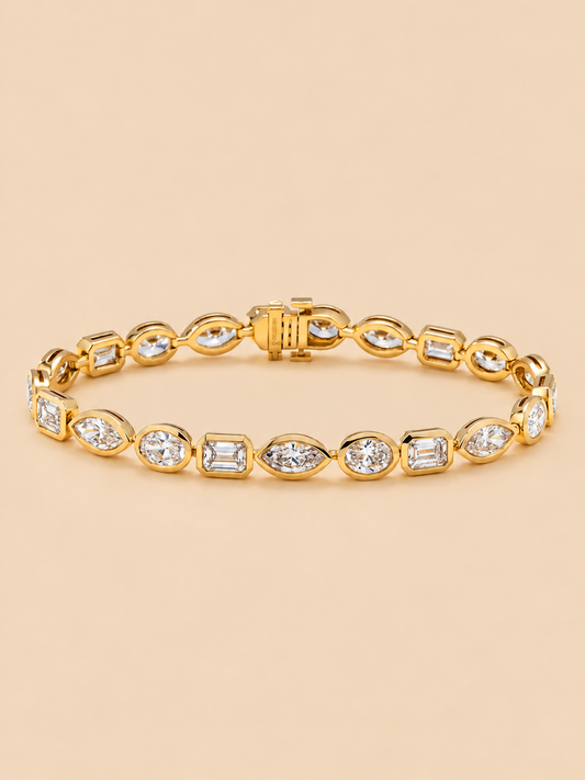 THE HORIZON - Yellow Gold Lab-Grown Mixed-Cut Diamond Tennis Bracelet