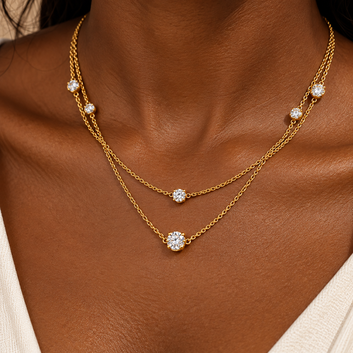 THE RARE - Lab-Grown Diamond Station Layered Necklace