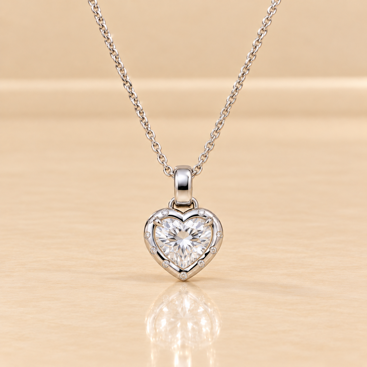 THE AMOUR – 14K White Gold Lab-Grown Heart-Cut Diamond Pendant Necklace 2.74 TCW