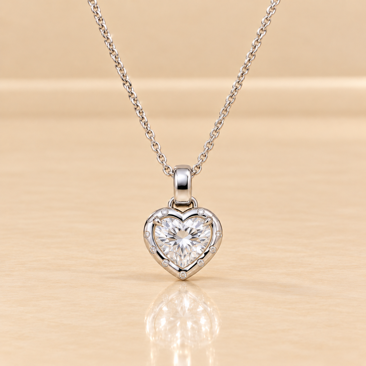 THE AMOUR – 14K White Gold Lab-Grown Heart-Cut Diamond Pendant Necklace 2.74 TCW
