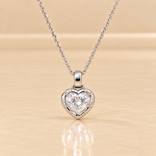 THE AMOUR – 14K White Gold Lab-Grown Heart-Cut Diamond Pendant Necklace 2.74 TCW