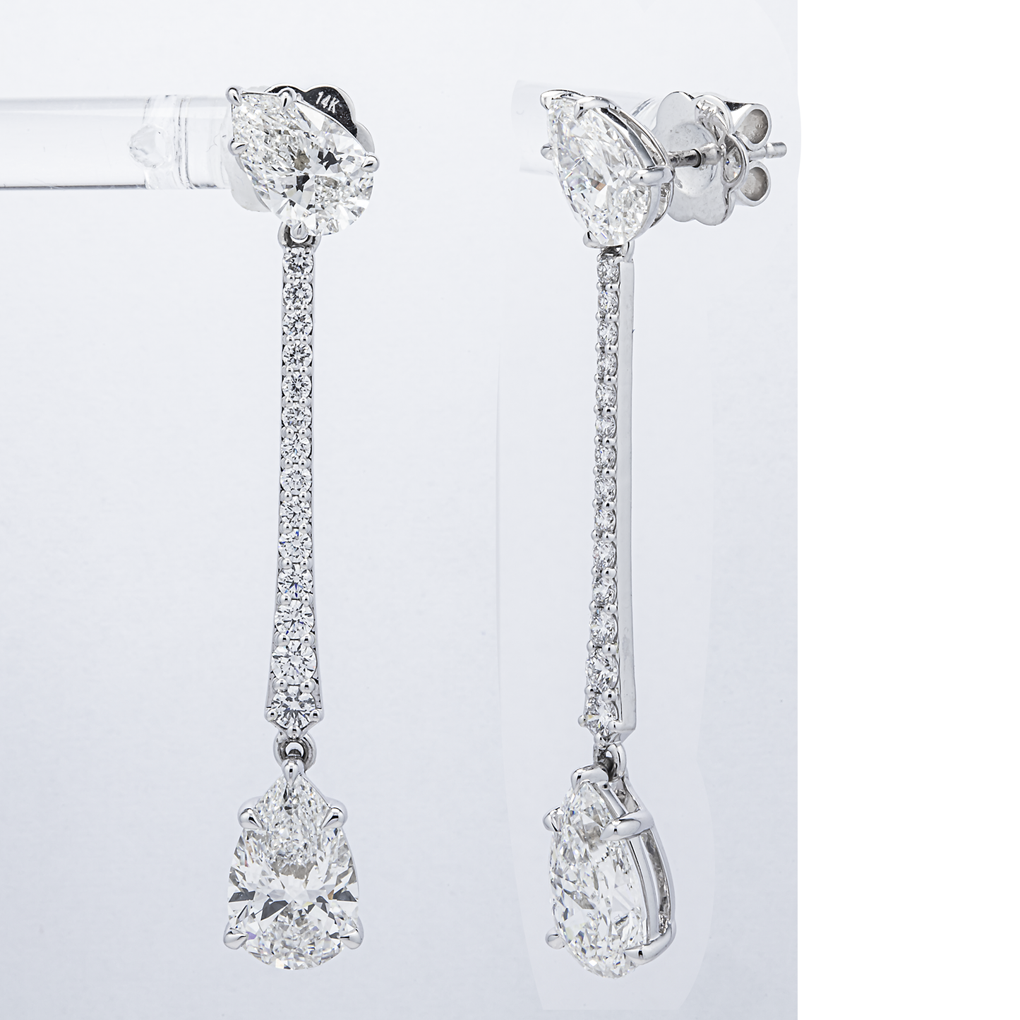 Lab-Grown Pear Cut Diamond Drop Earrings – 6.21 CTW | 14K White Gold | E-F Color, VS1-VS2 Clarity