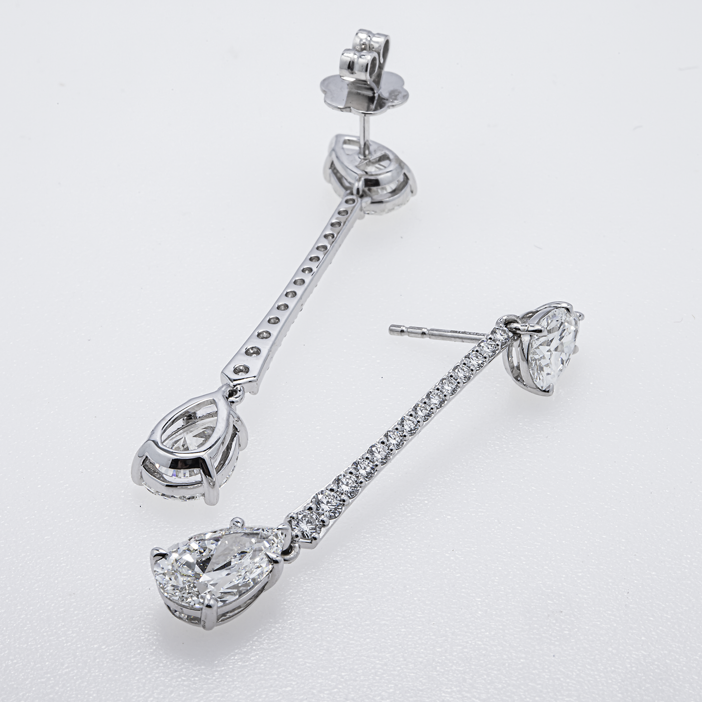 Lab-Grown Pear Cut Diamond Drop Earrings – 6.21 CTW | 14K White Gold | E-F Color, VS1-VS2 Clarity