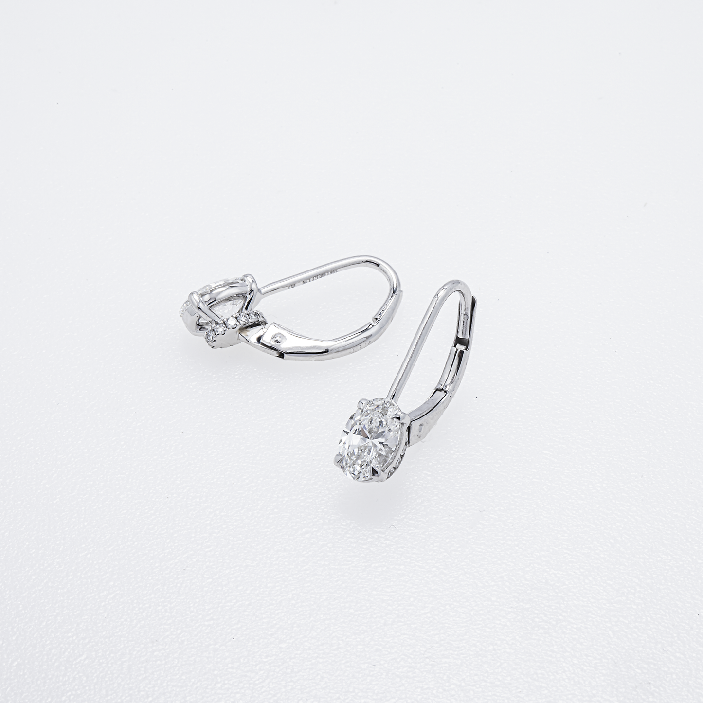 14K White Gold Lab-Grown Oval Diamond Leverback Earrings – 1.14 CTW | E-F Color, VS1-VS2 Clarity