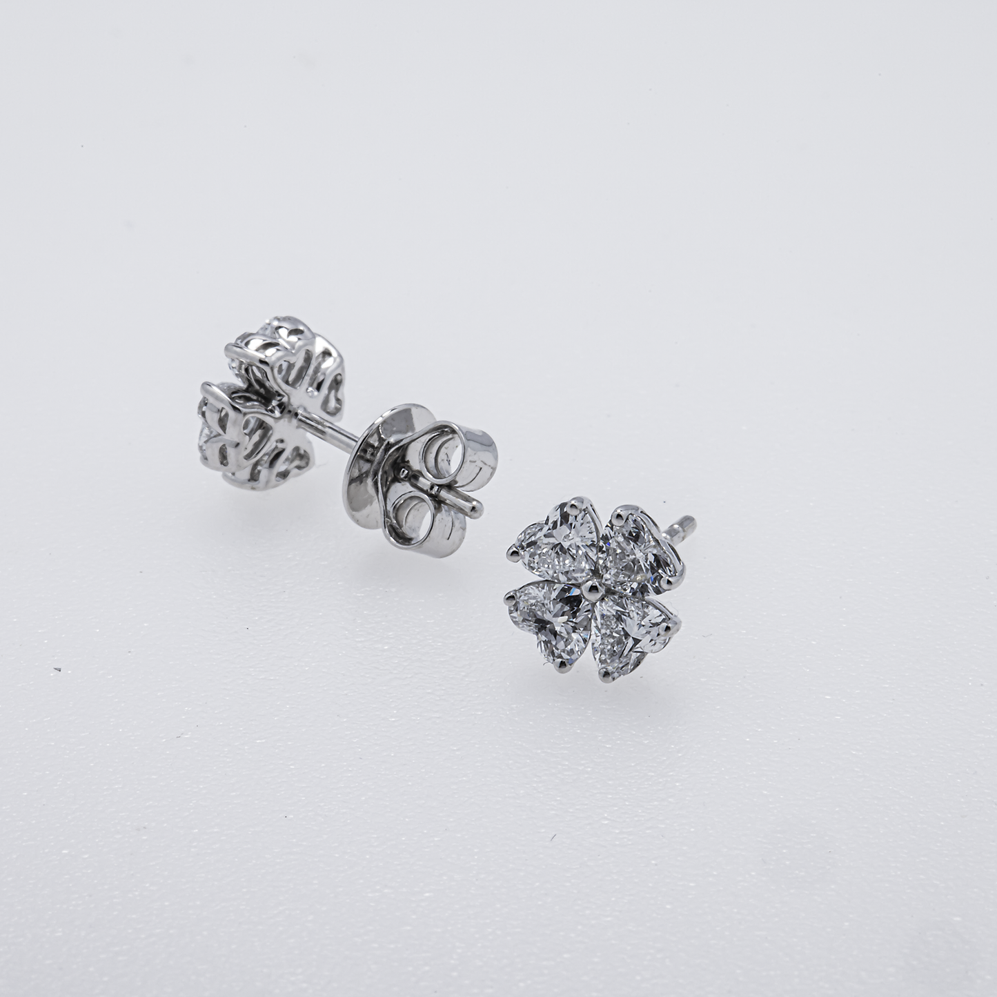 14K White Gold Lab-Grown Diamond Floral Stud Earrings – 1.11 CTW | E-F Color, VS1-VS2 Clarity