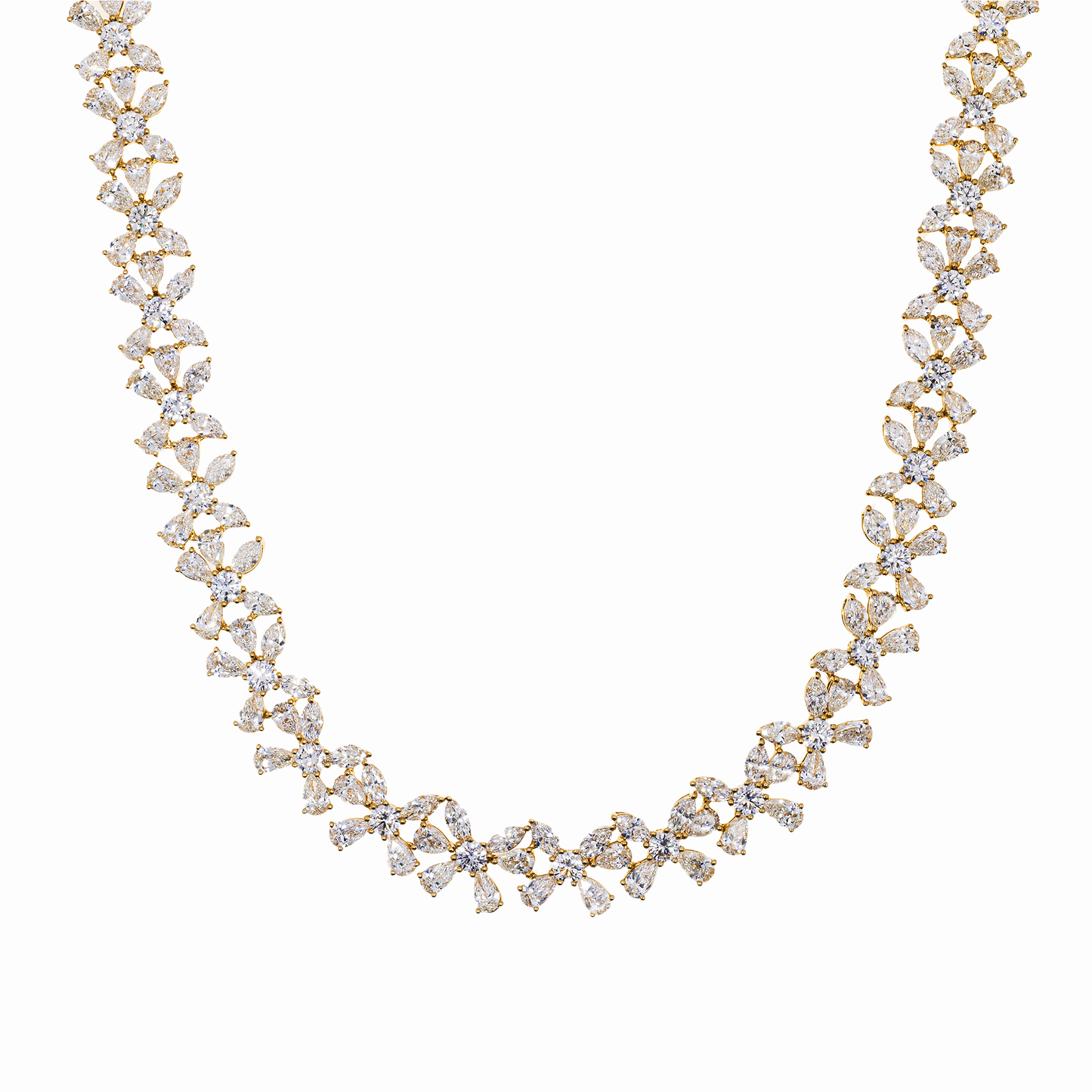 Natural Diamond Floral Bracelet – 14K Yellow Gold