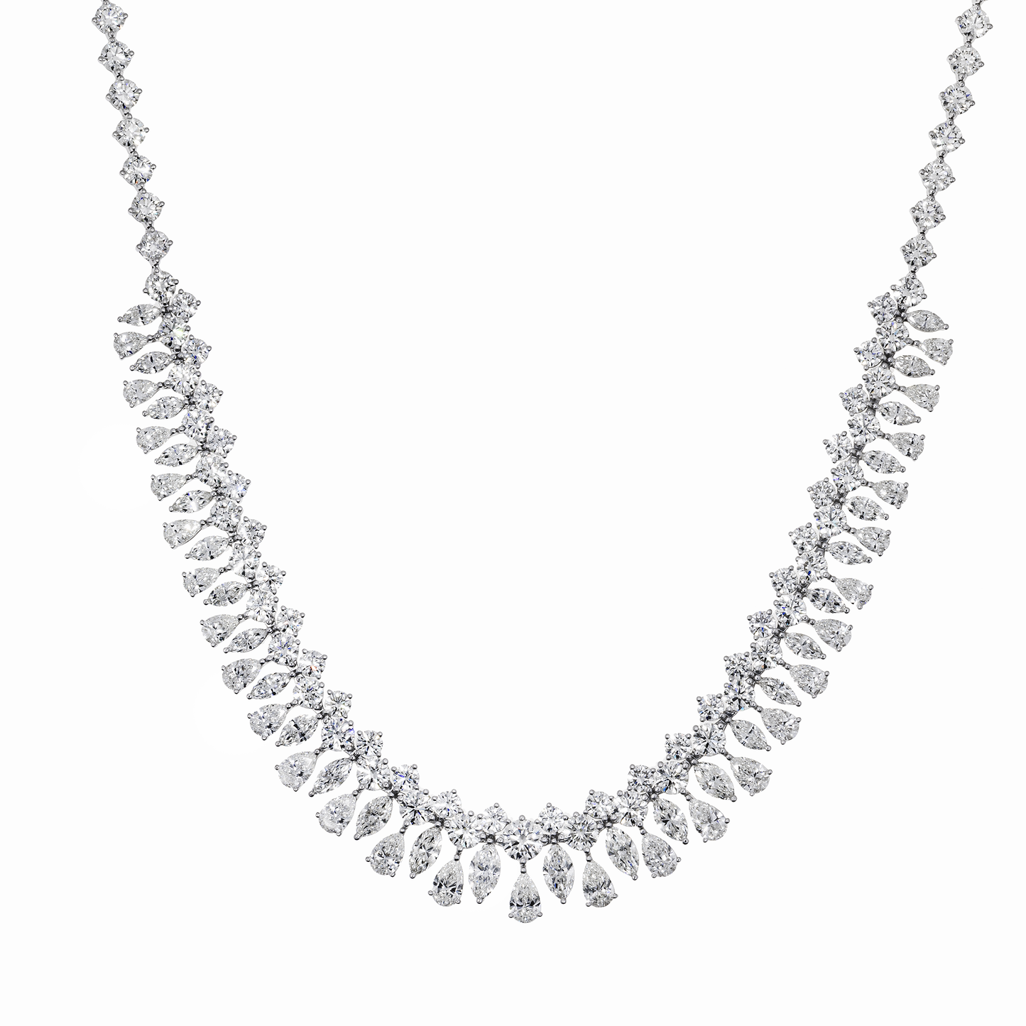 Natural Diamond Statement Necklace – 18K White Gold