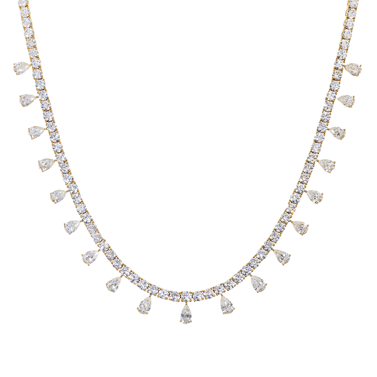 Natural Diamond Pear Drop Necklace – 18K Yellow Gold