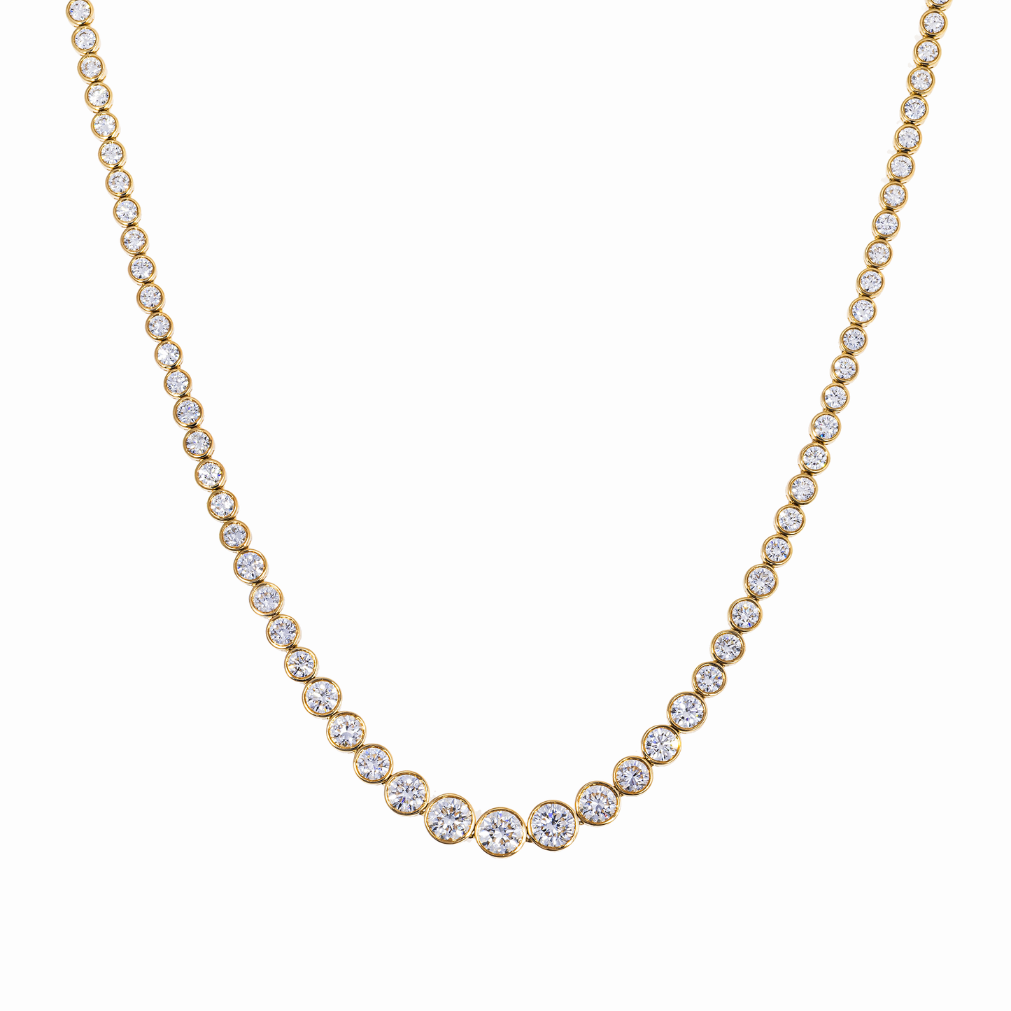 Lab-Grown Diamond Bezel Tennis Necklace – 14K Yellow Gold